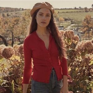 Doen Demi cardigan, cerise, sz s